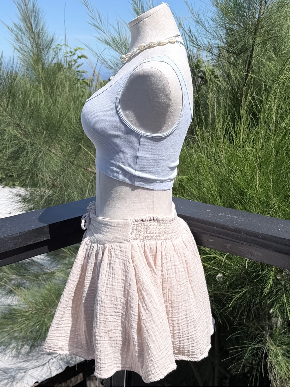 Free People Cream Smocked Mini Skirt Size S
